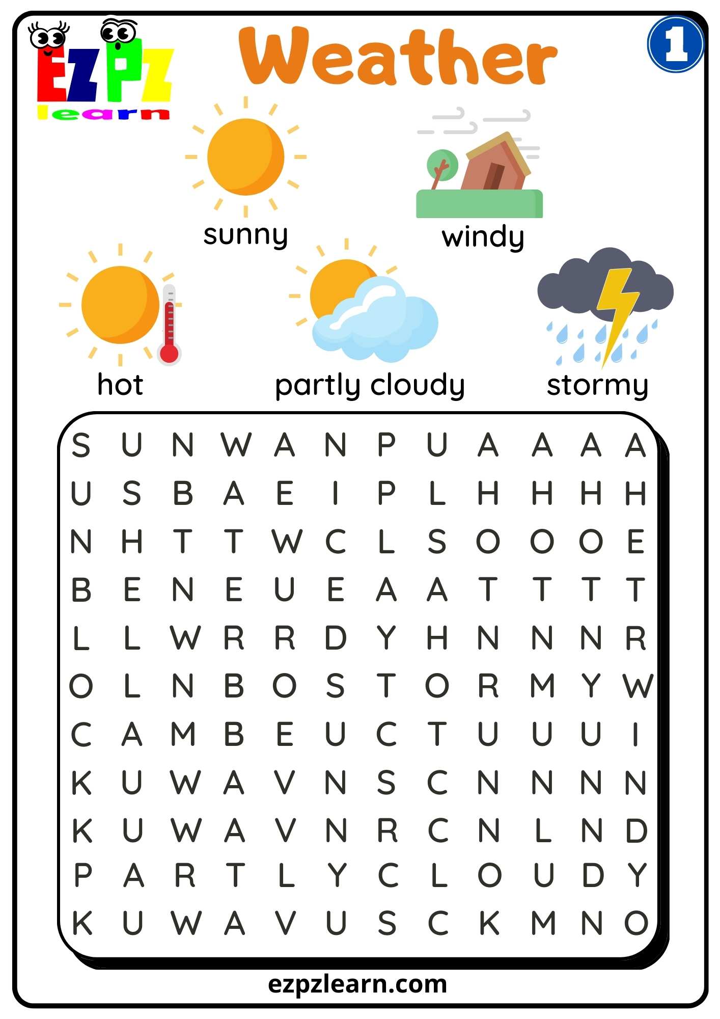 Group 1 Weather Word Search Free PDF Download